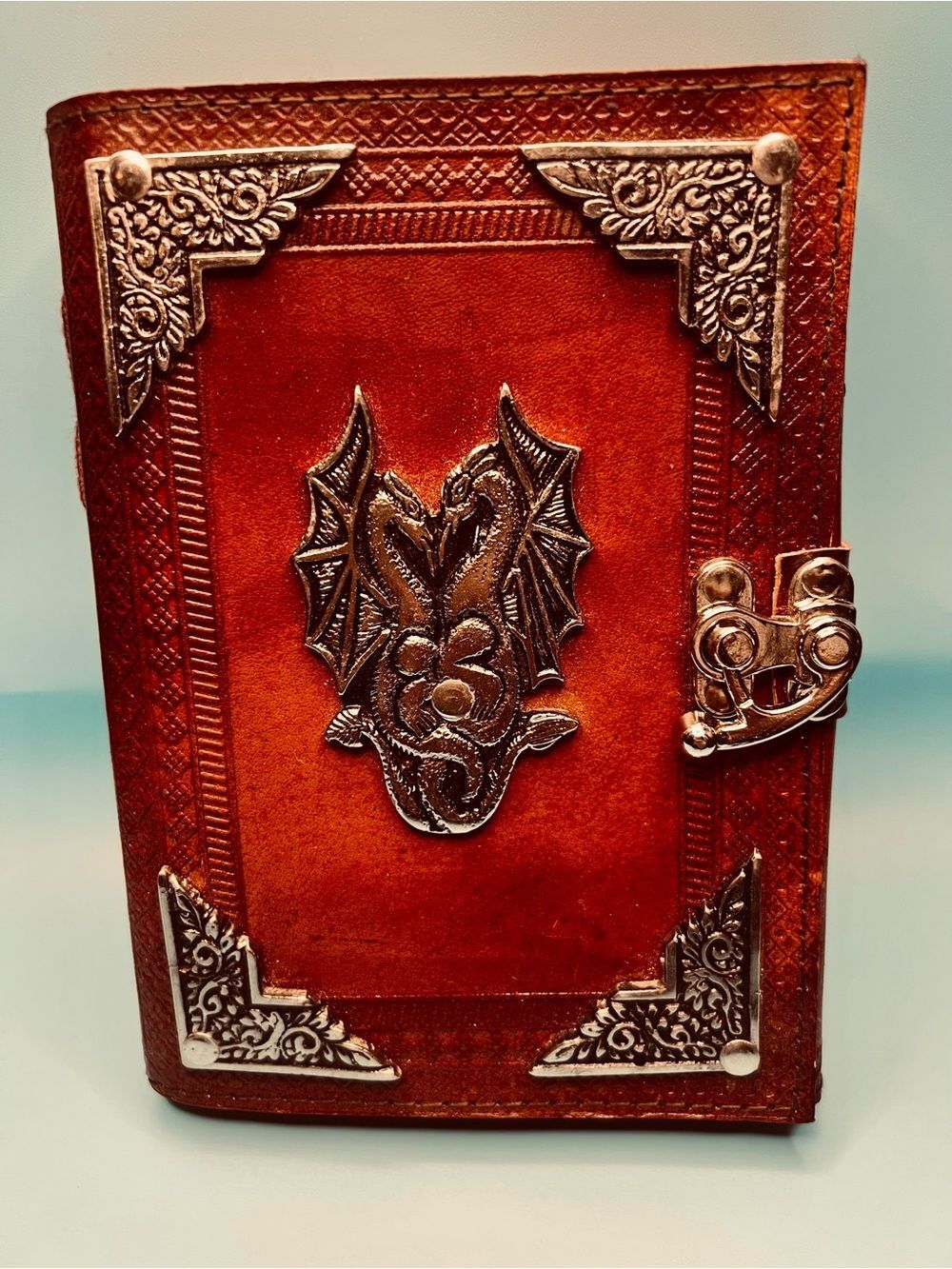 Vintage looking Gothic Dragon Leather Journal Spell Book Grimoire. NWOT